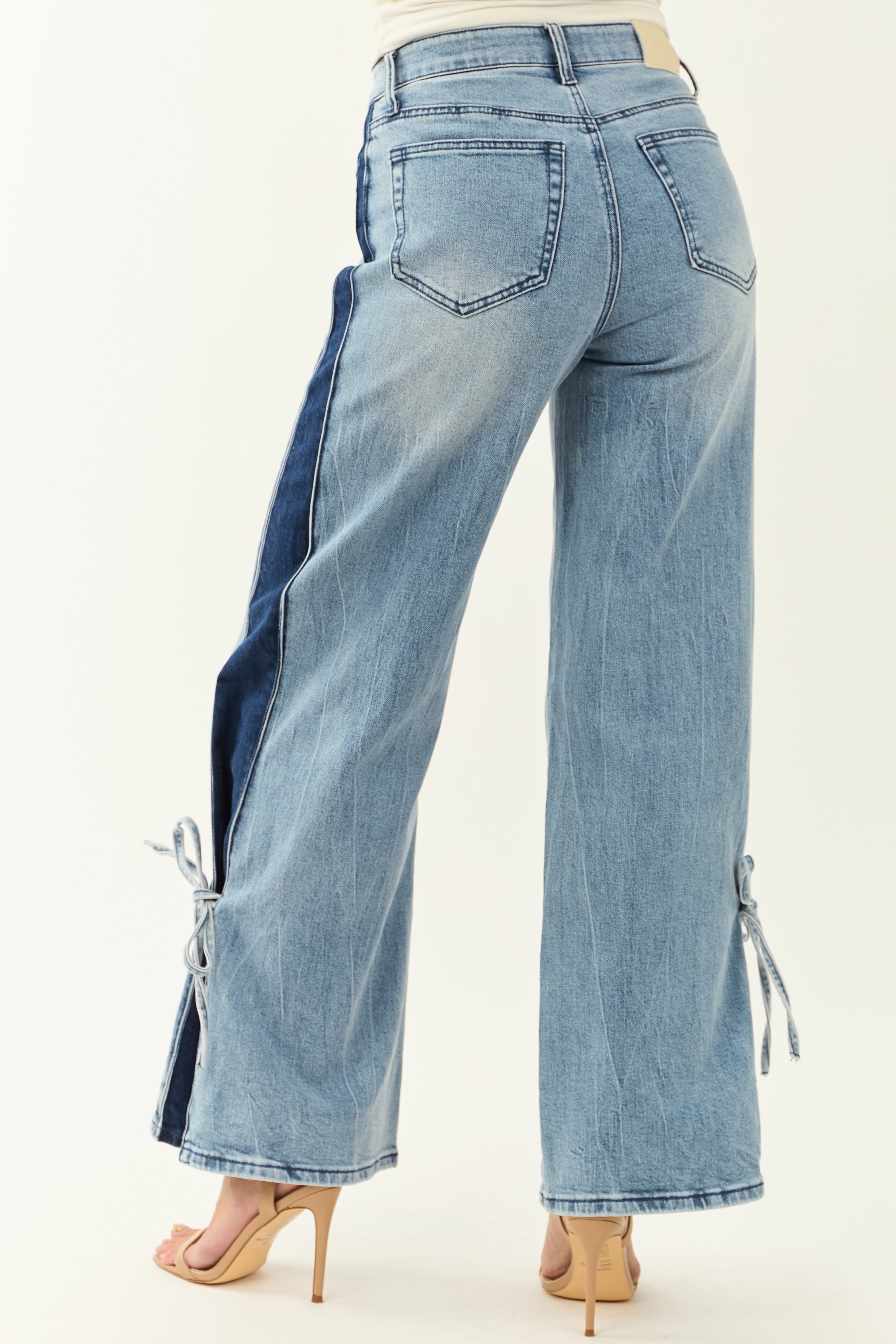 Saige Side Panel Tummy Control Wide Leg Jeans