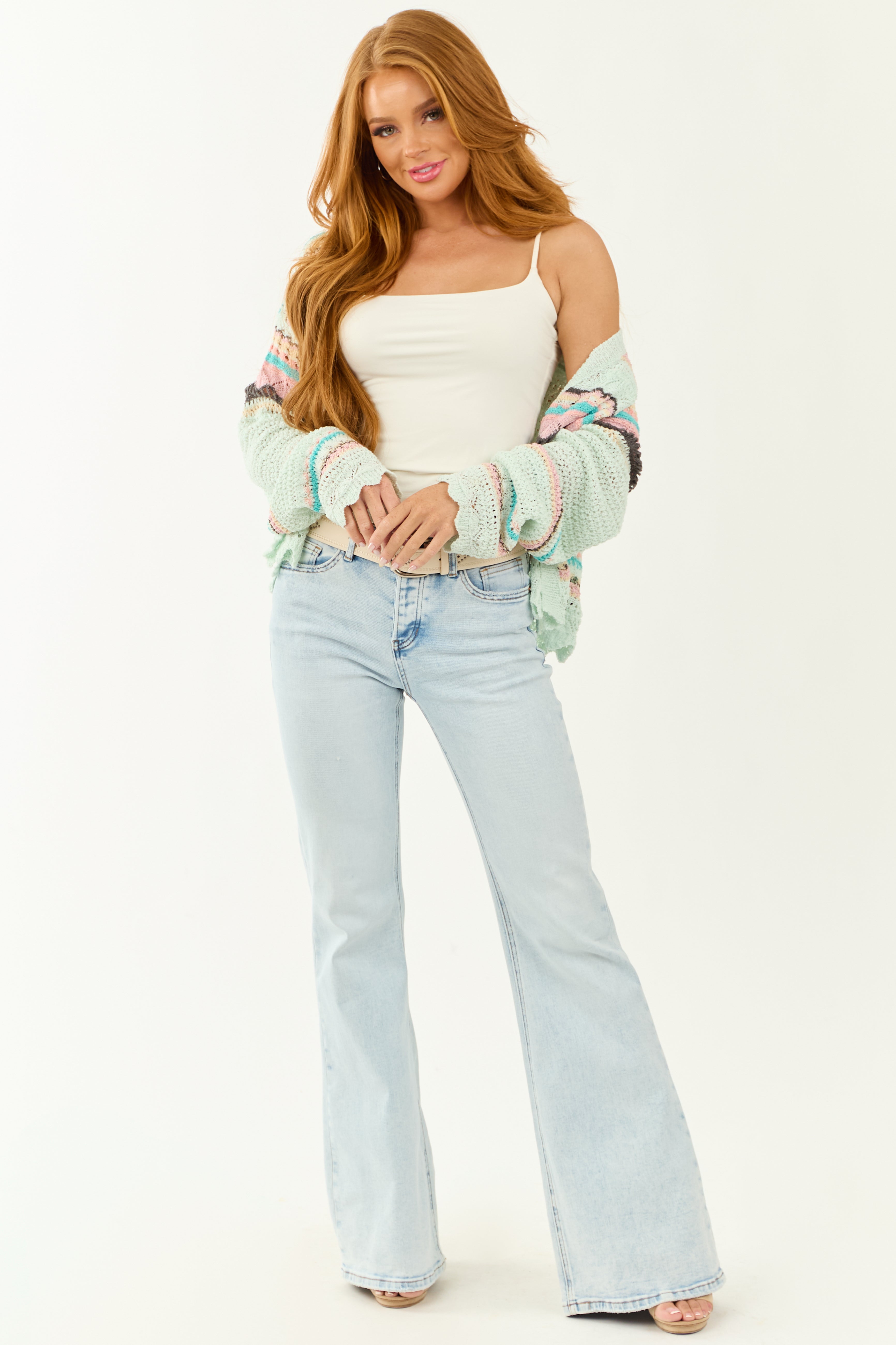 Mica Denim Light Wash Flare Leg Stretchy Jeans