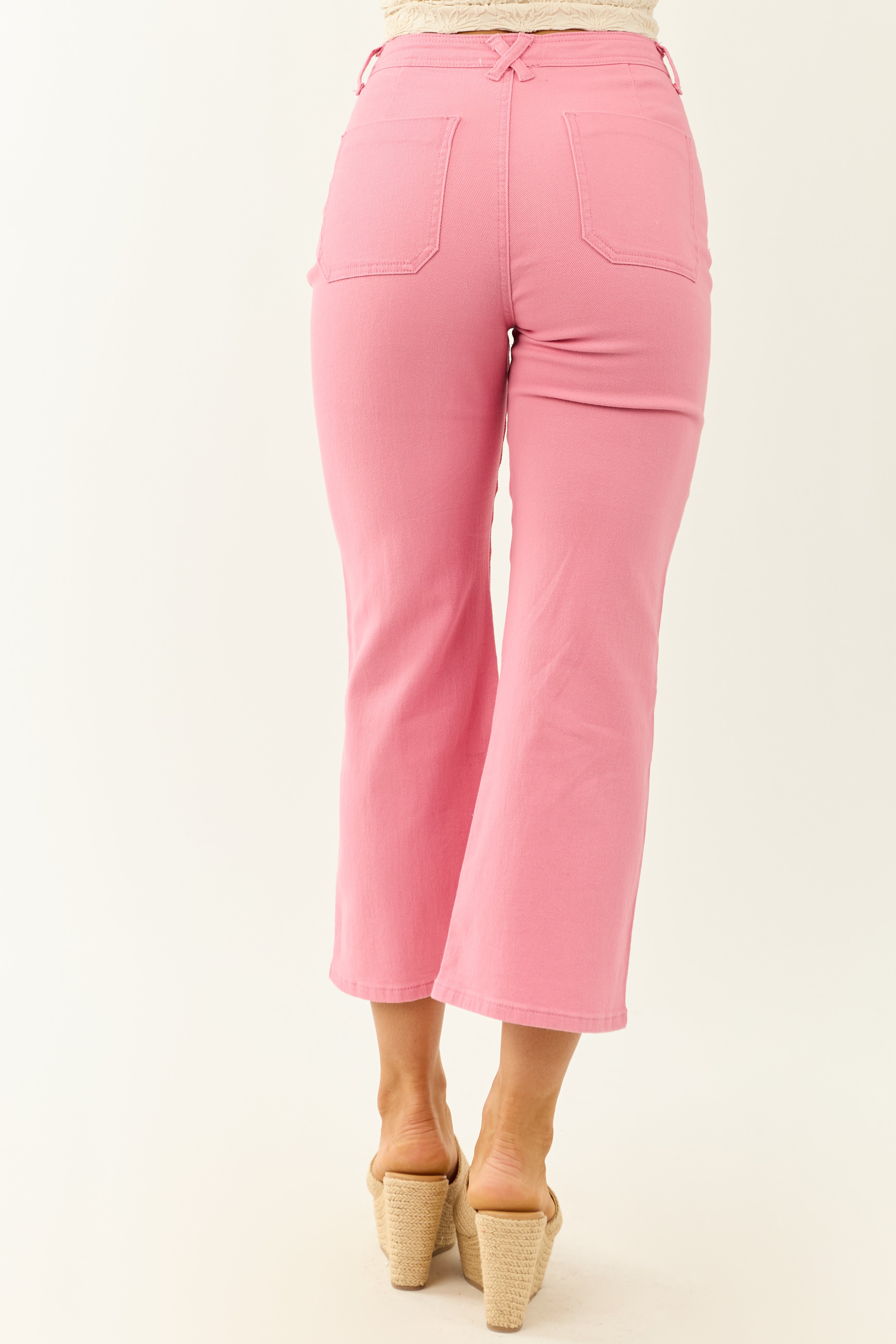 Lovelo Bubblegum Stretchy Denim Crop Wide Flare Pants