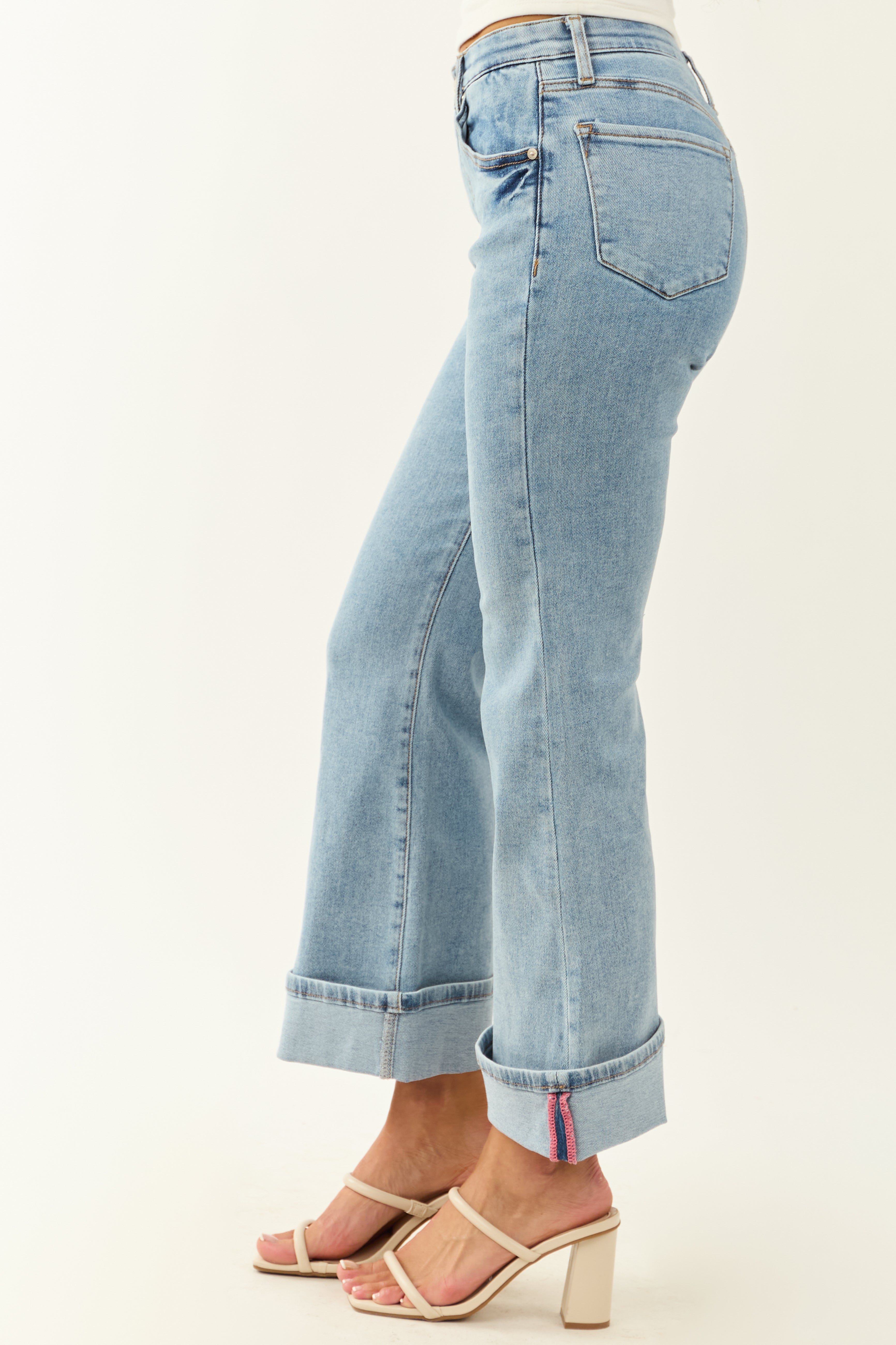 Saige Light Tummy Control Stretchy Flare Cuffed Jeans