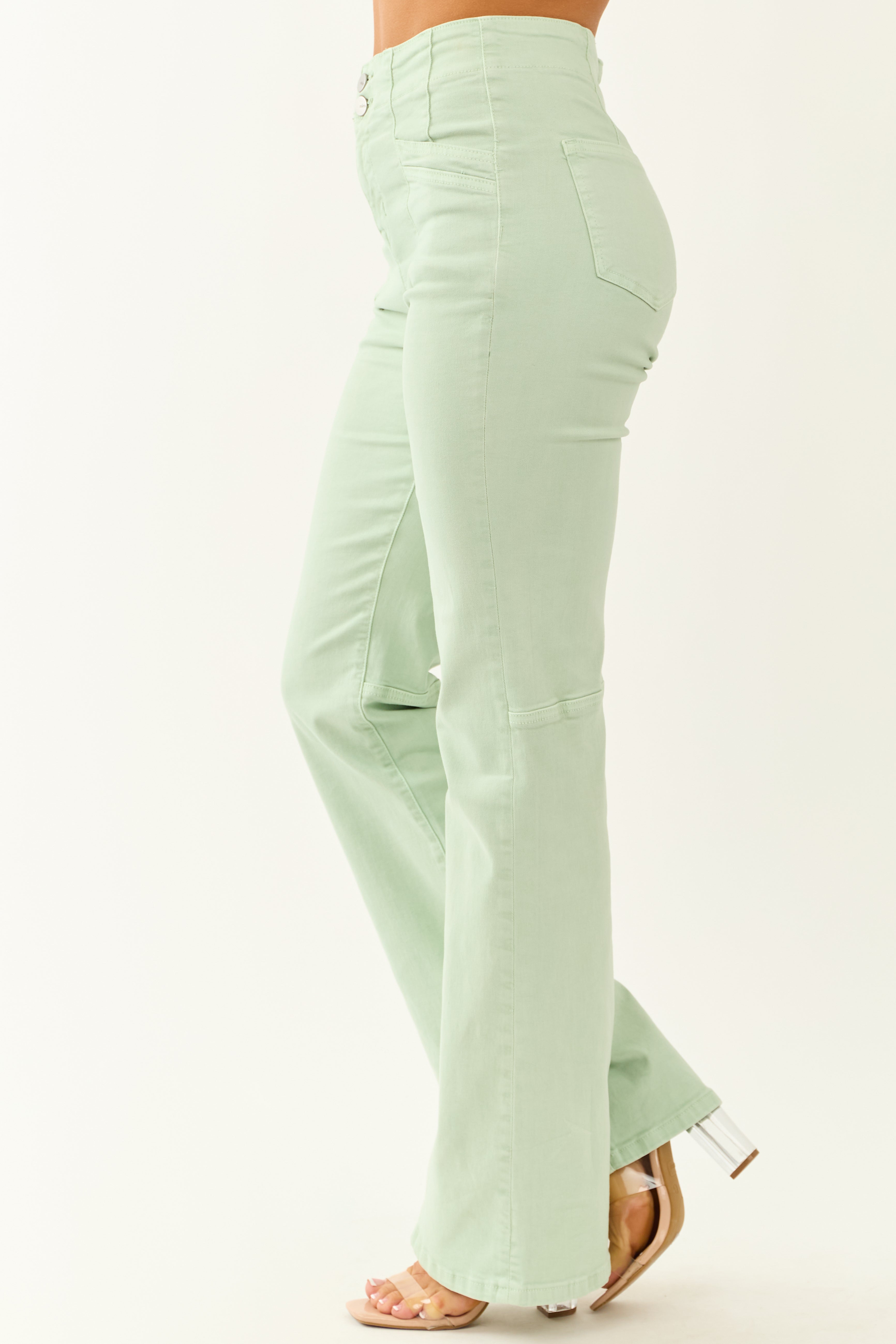 Mica Denim Seafoam High Rise Stretchy Flare Jeans