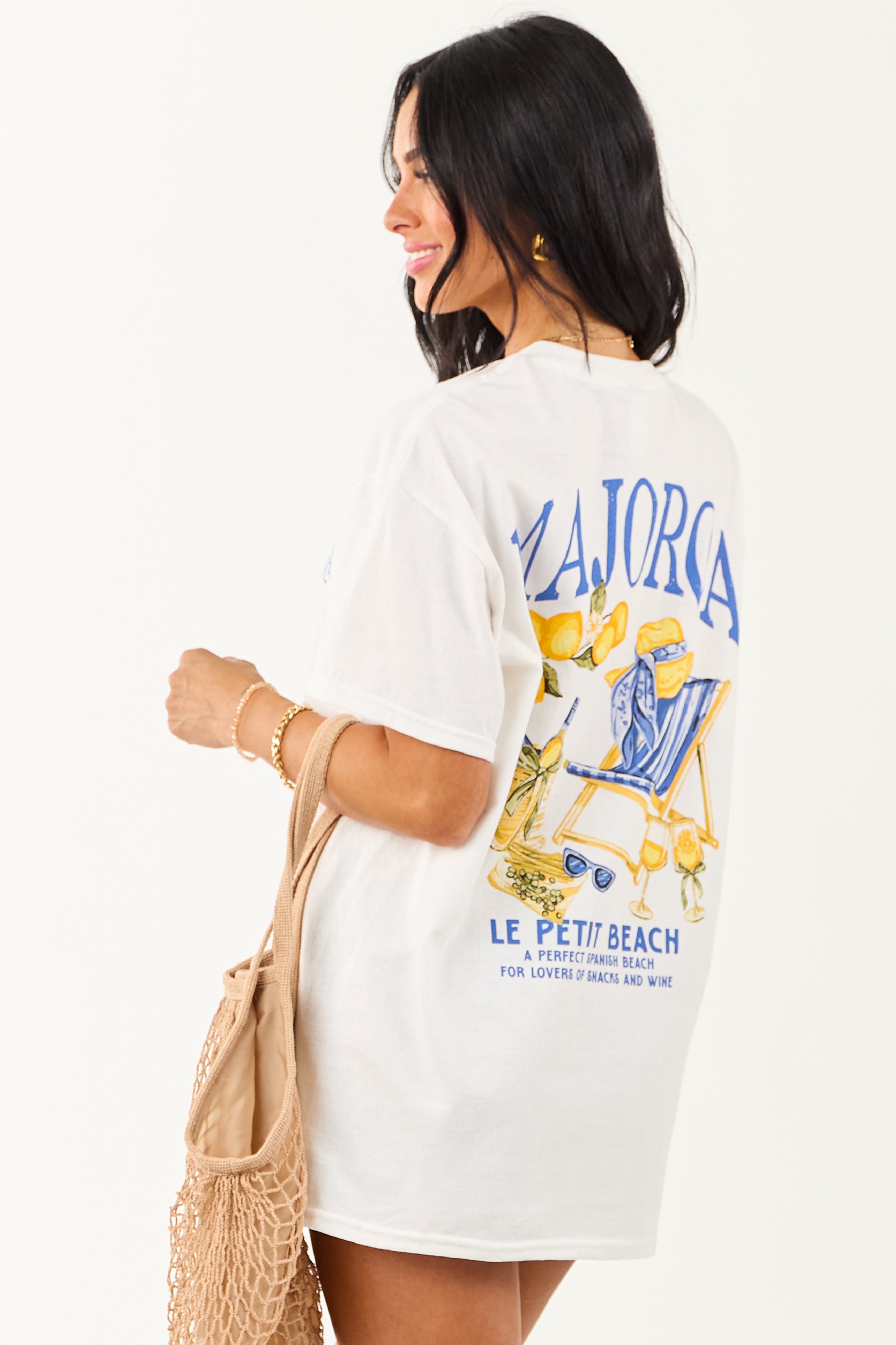 Off White 'Majorca' Graphic Cotton Short Sleeve Top