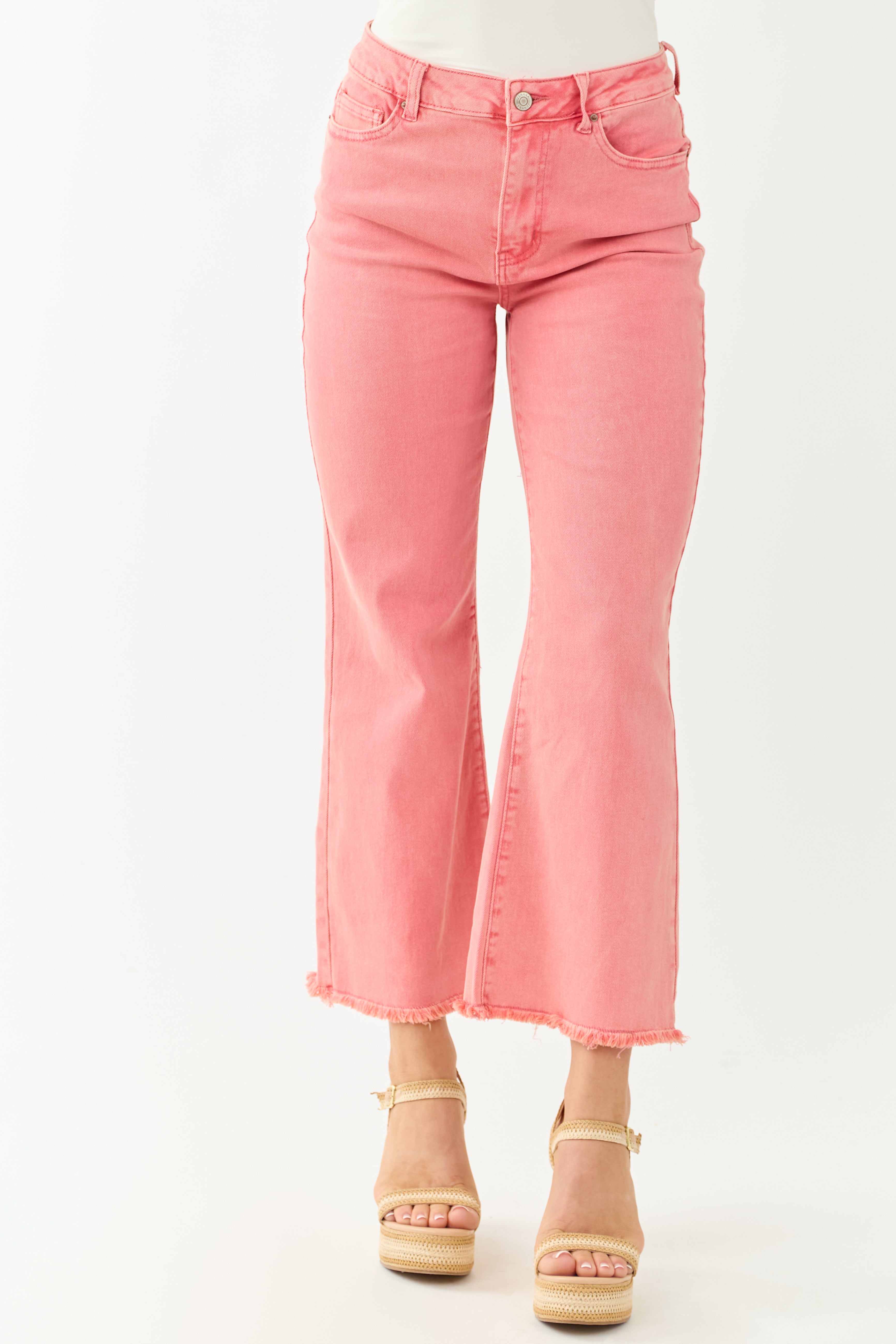 Watermelon Stretchy Acid Wash Bootcut Jeans