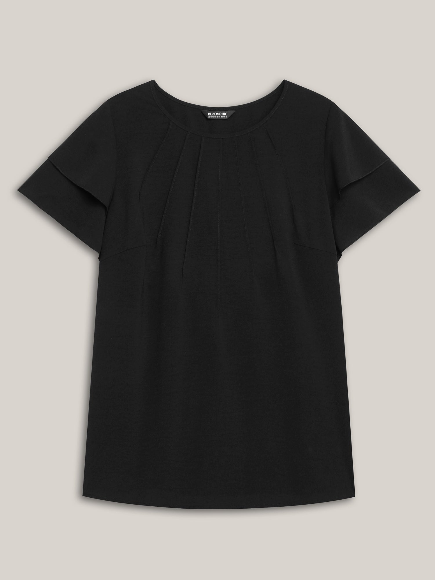 Toothpick Pleat Layered Flutter Sleeve Blouse