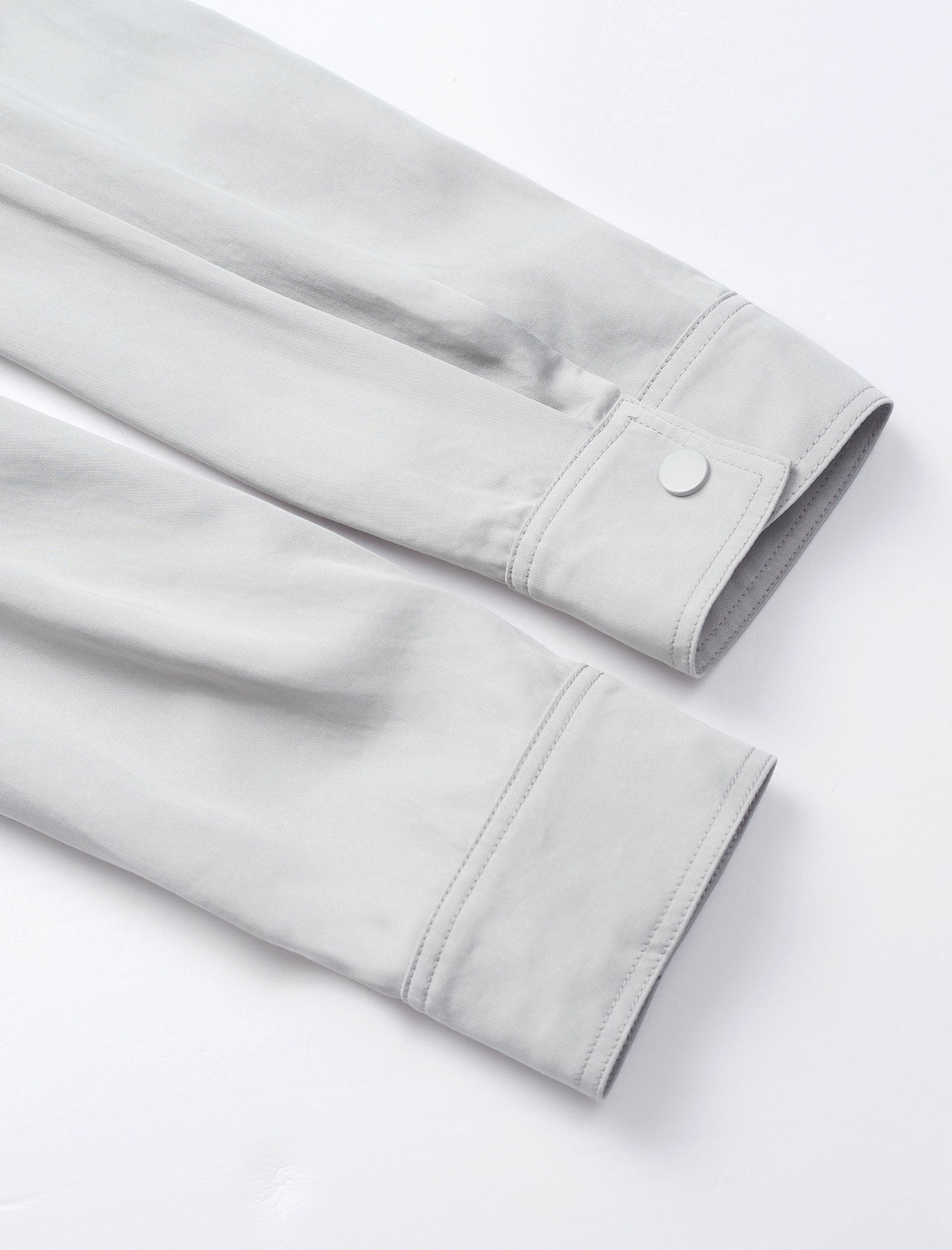 Gray Tencel Waist-Defining Mid-Length Shirt Cardigan