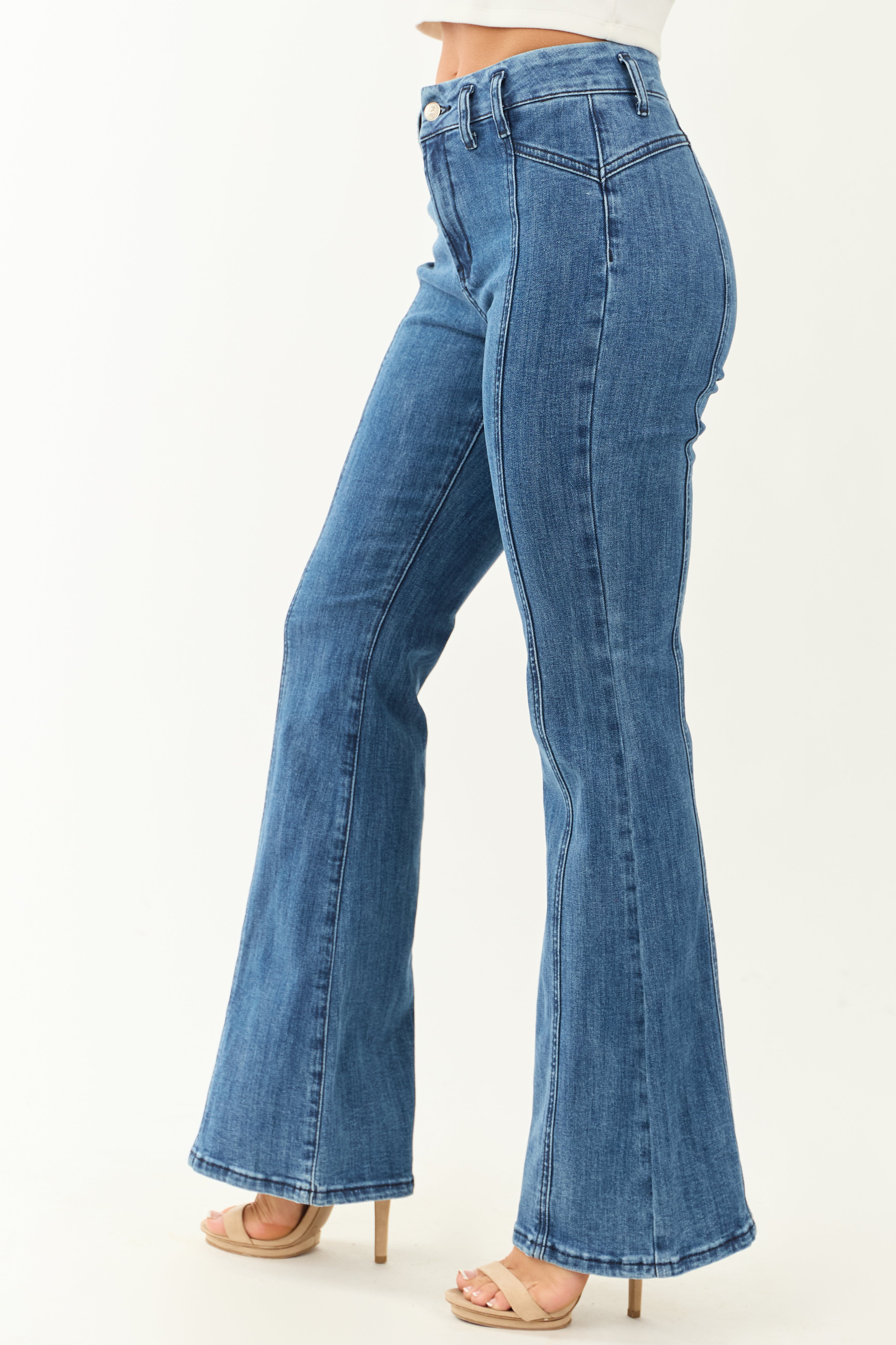 Saige Medium Dark Wash Flare Leg Stretchy Jeans