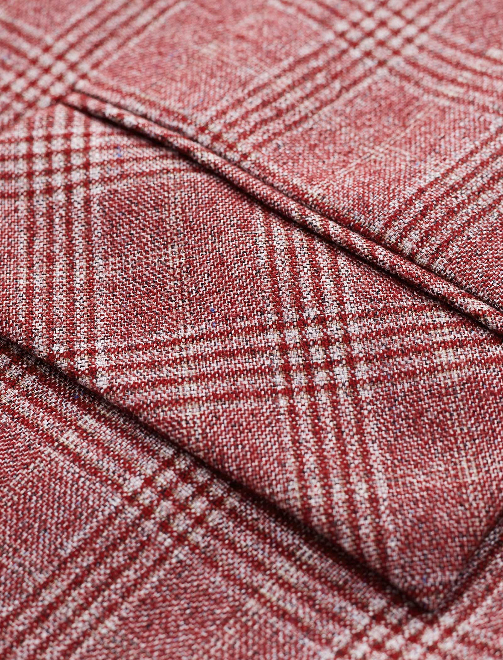 Red Plaid Straight Cut Midi Coat