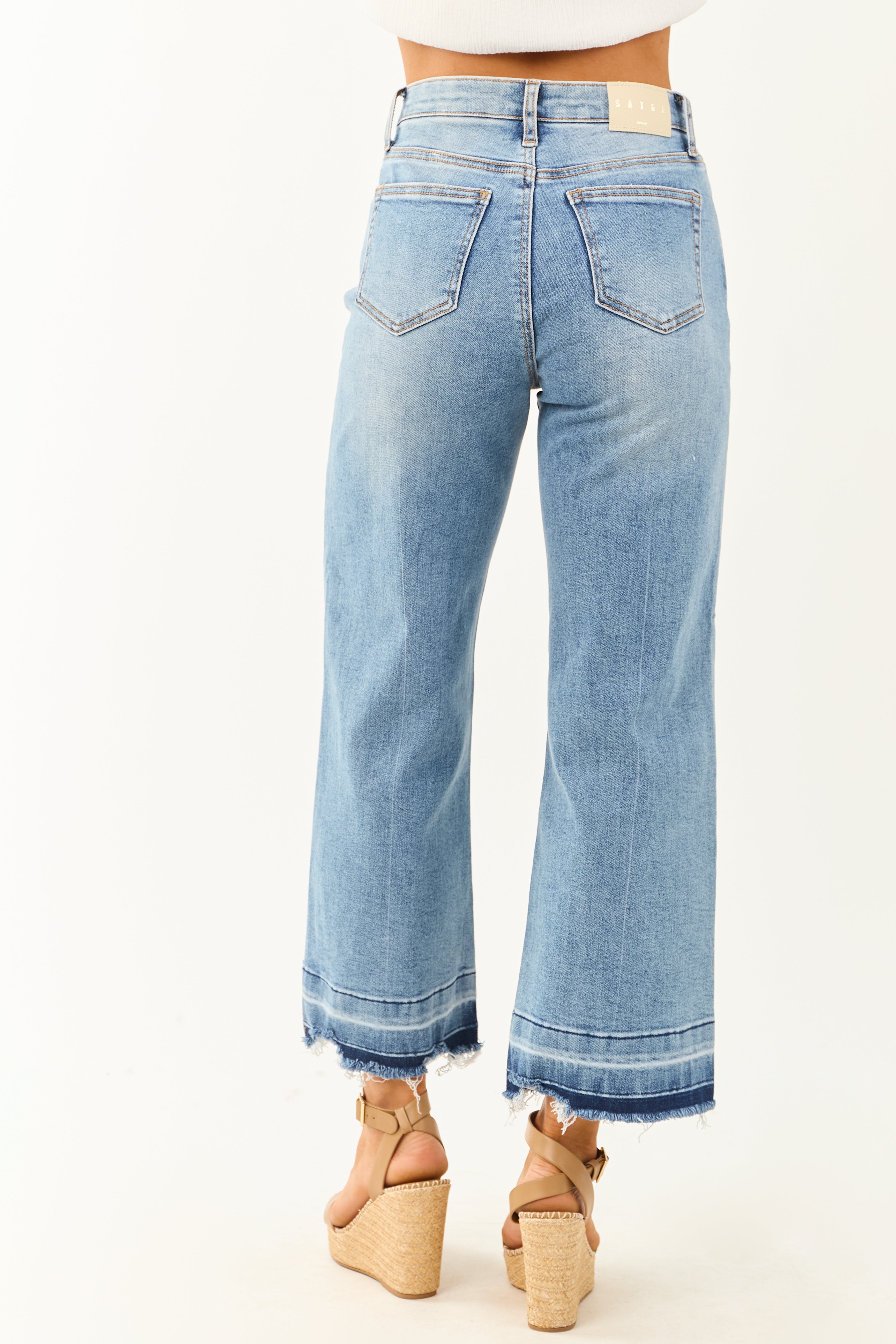 Saige Released Hem Tummy Control Stretchy Wide Jeans