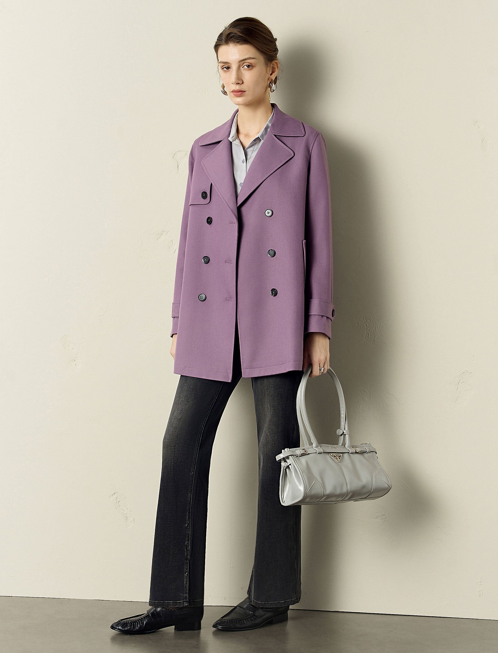 Vintage Lapel Belted Short Trench Coat