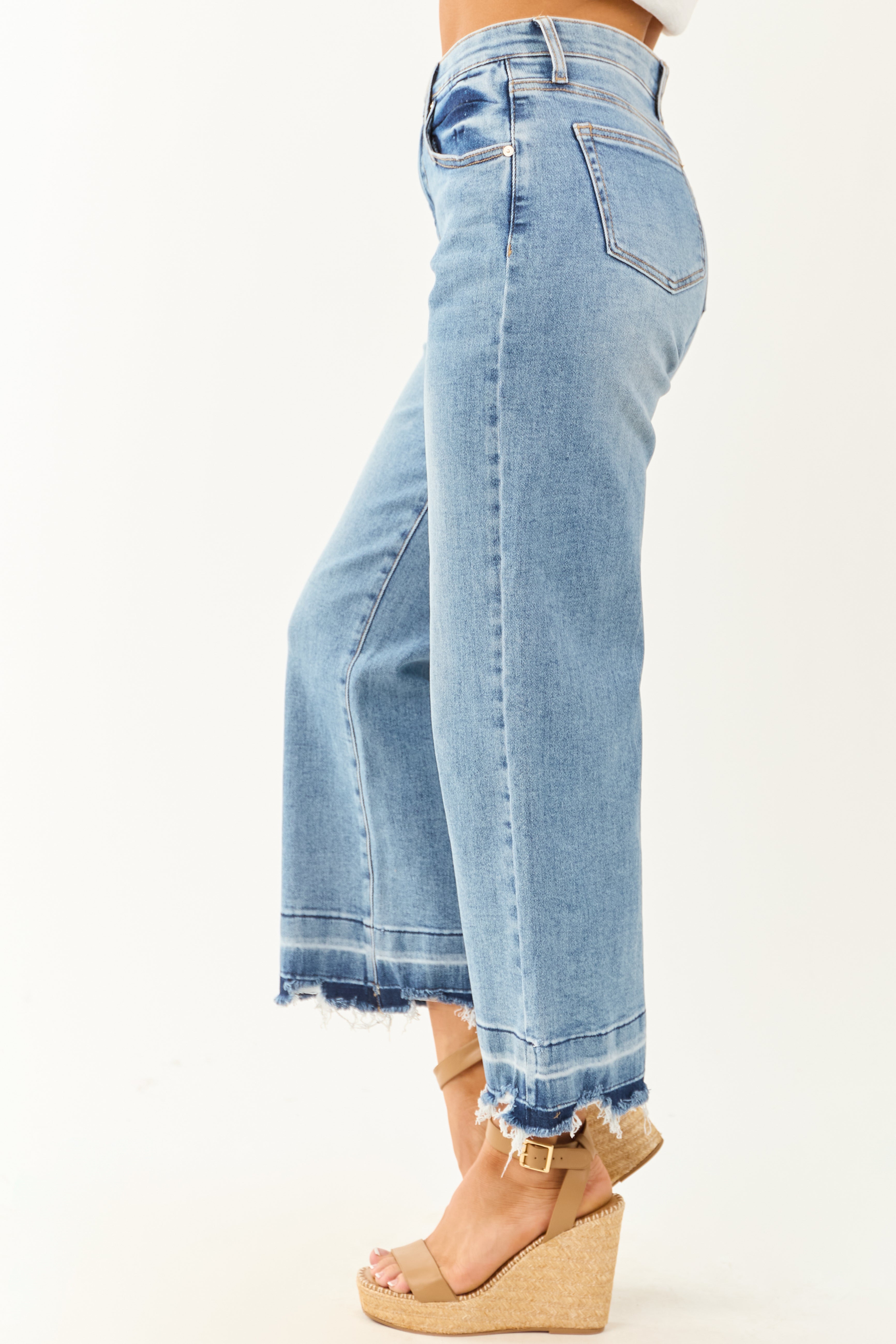 Saige Released Hem Tummy Control Stretchy Wide Jeans