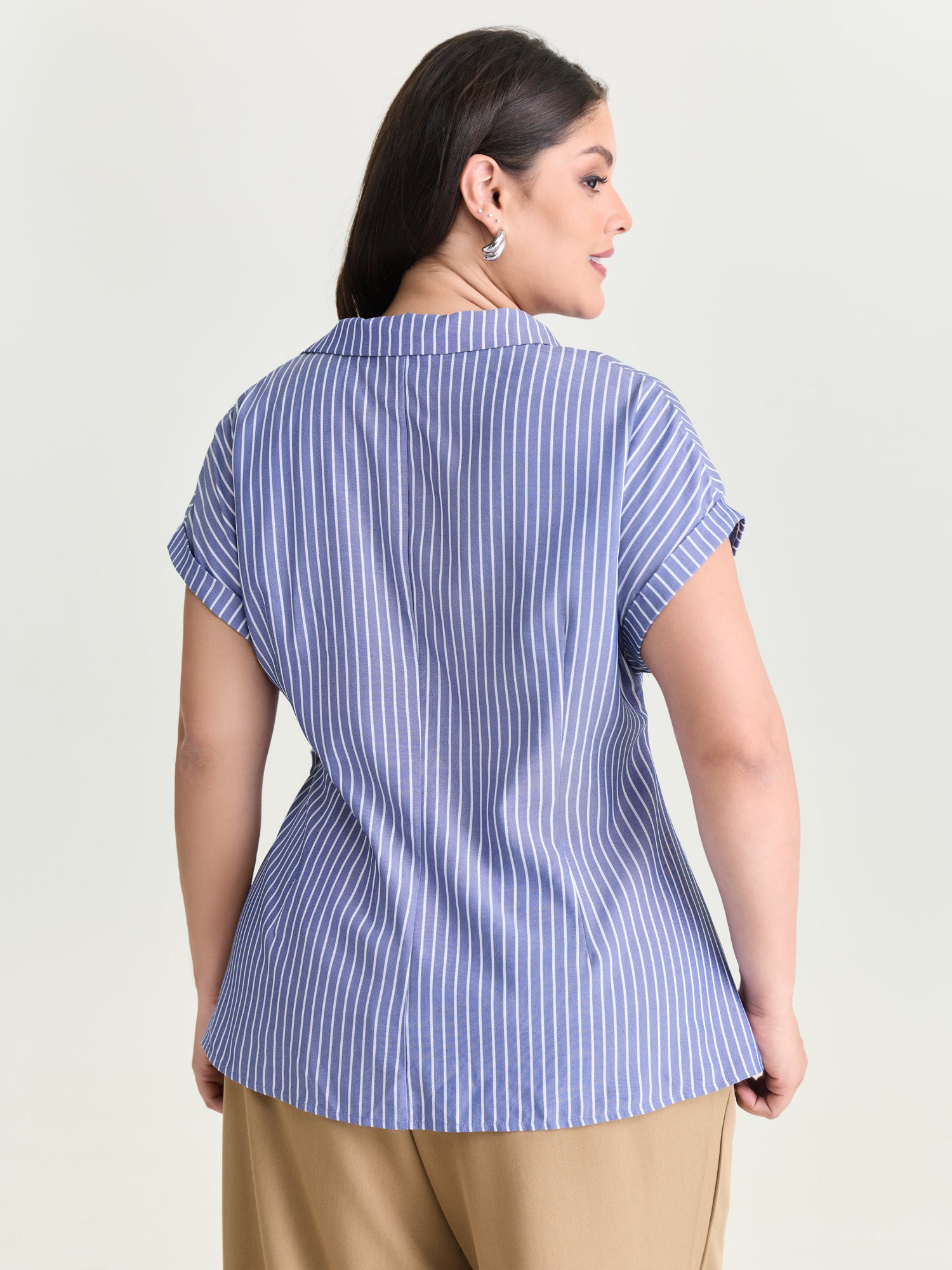 Striped Print Knotted Side Blouse